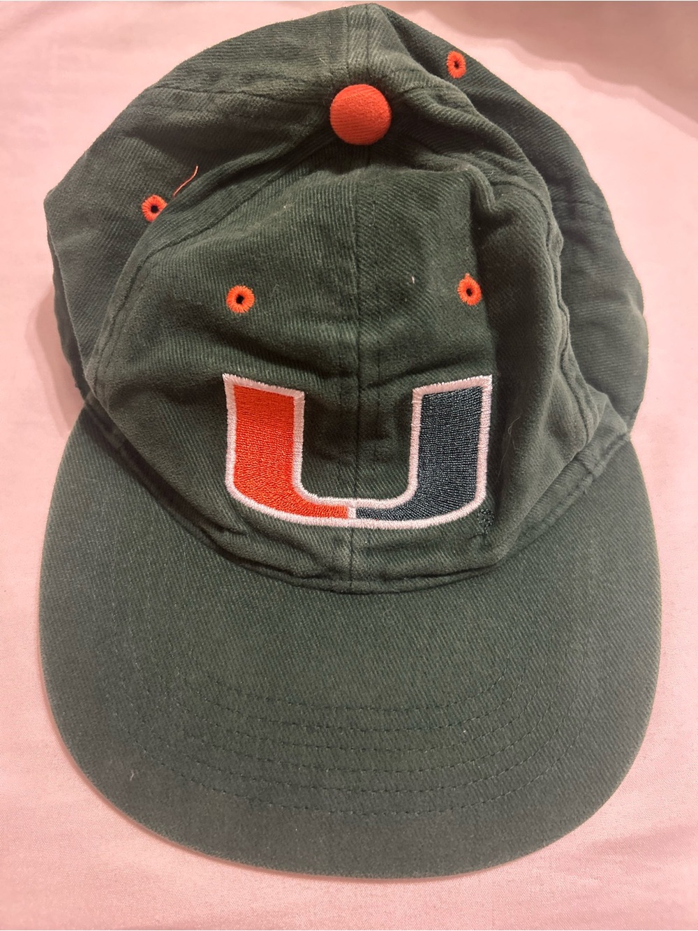 Vintage University of Miami Hurricanes Strapback Hat Cap Green Orange Football